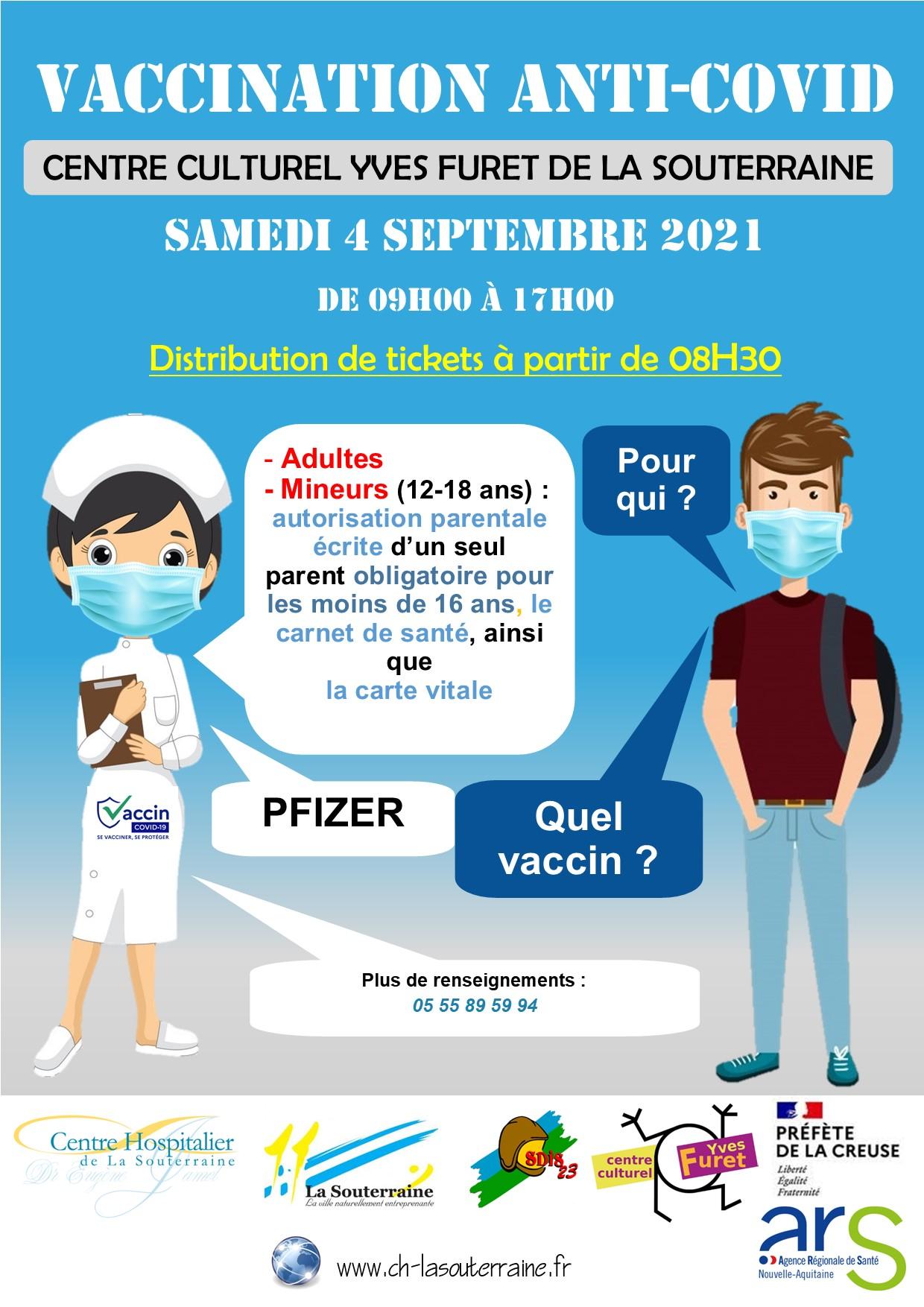 Affiche vaccination sans rendez vous du 04 09 2021